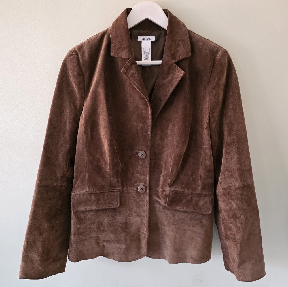Liz & Co. L Vintage 90s Western Contemporary Boho Chic Brown Suede Jacket